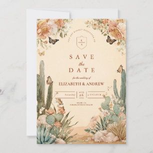 Boho Desert Cactus Floral Wedding Save The Date