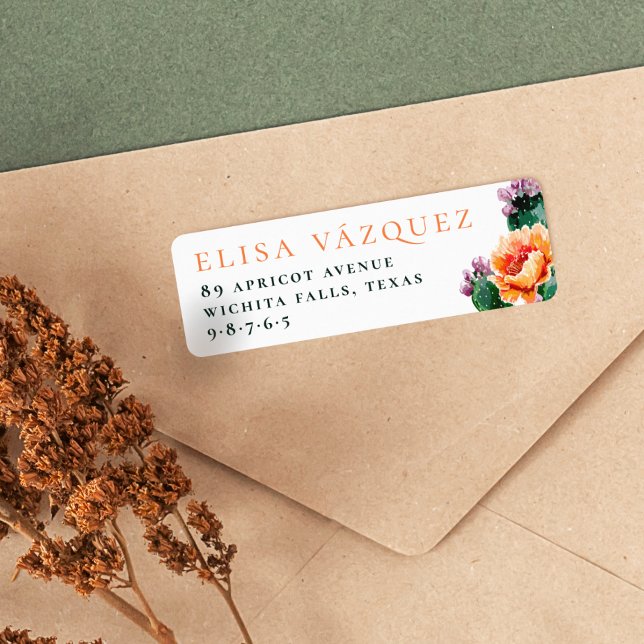 Boho Desert Cactus & Flowers Return Address (Return Address Label Mock-up)