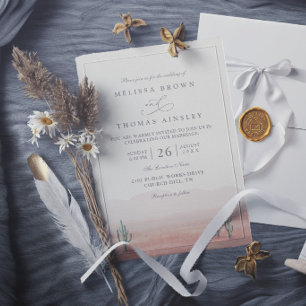 Boho Desert Cactus Rustic Elegant Modern Wedding Invitation