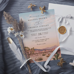 Boho Desert Cactus Rustic Elegant Modern Wedding Invitation