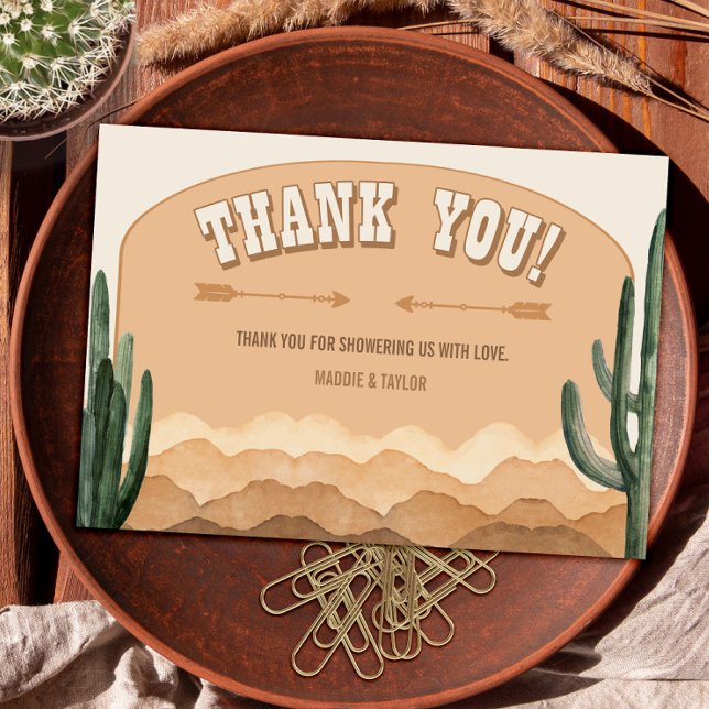 Boho Desert Cactus Rustic Southwestern Ranch Thank You Card (Creator Uploaded)