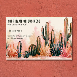 Boho Desert Cactus Watercolor Design Business Card
