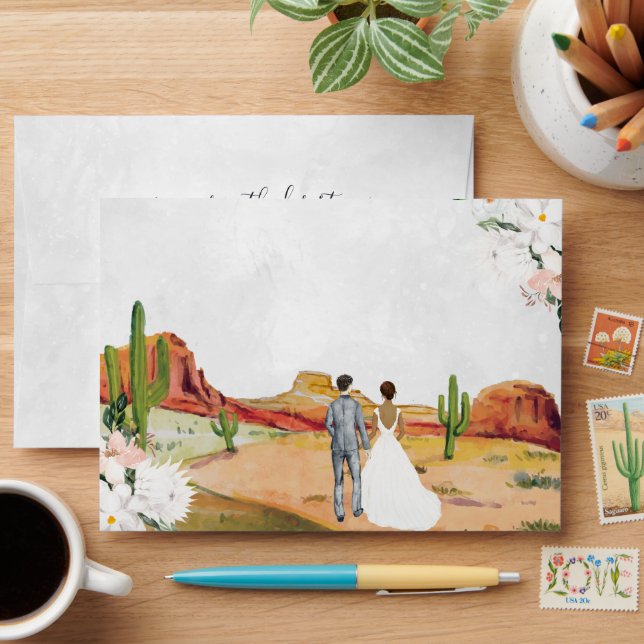 Boho Desert Cactus | Wedding Envelope (Desk)