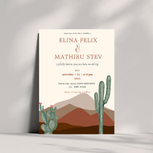 Boho desert Cactus wedding  Invitation