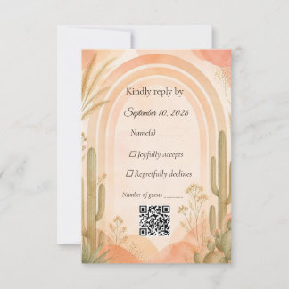 Boho Desert Cactus Wedding RSVP Card