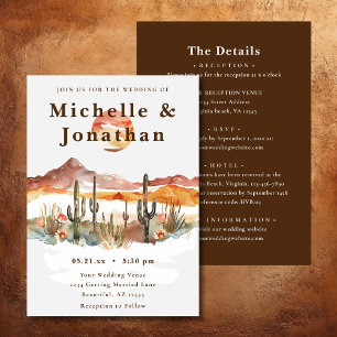 Boho Desert Cactus Western All-in-One Wedding Invitation