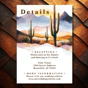 Boho Desert Cactus Western Wedding Details Enclosure Card
