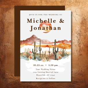 Boho Desert Cactus Western Wedding Invitation