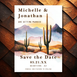 Boho Desert Cactus Western Wedding Save The Date