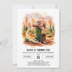 Boho Desert Cowboy Birthday Invitation