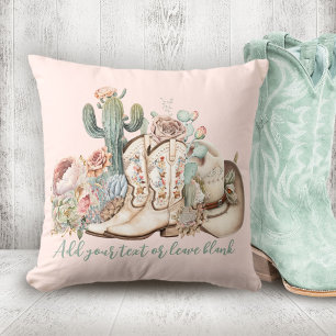 Boho desert cowgirl cowboy boots cowboy hat cushion
