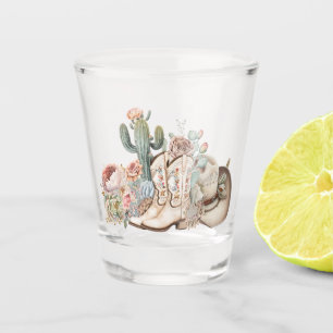 Boho desert cowgirl cowboy boots cowboy hat shot glass