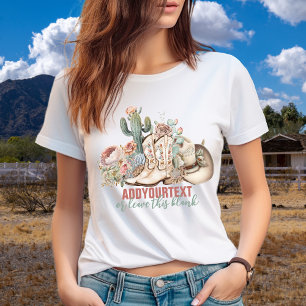 Boho desert cowgirl cowboy boots cowboy hat T-Shirt