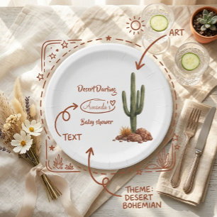 Boho Desert Darling Southwest Baby Shower Paper Plate
