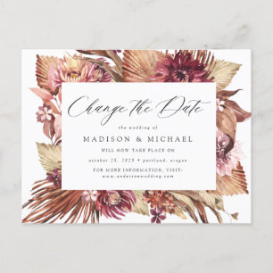 Boho Desert Floral Change the Date Announcement Postcard