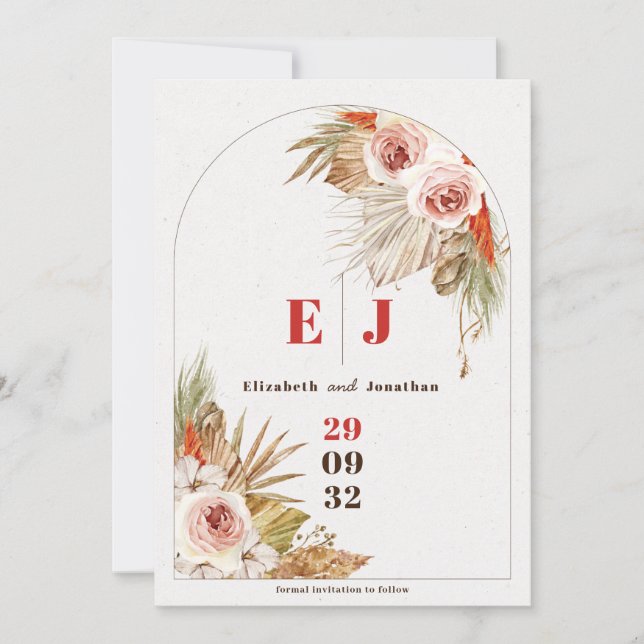 Boho desert floral Earth tones wedding photo Save The Date (Front)