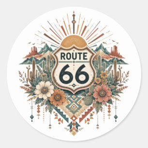 Boho Desert Floral Roadside Decal Classic Round Sticker