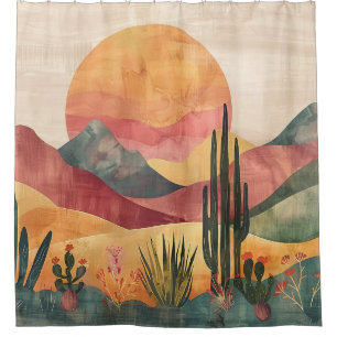 Boho Desert Landscape - Southwestern Nature Shower Curtain