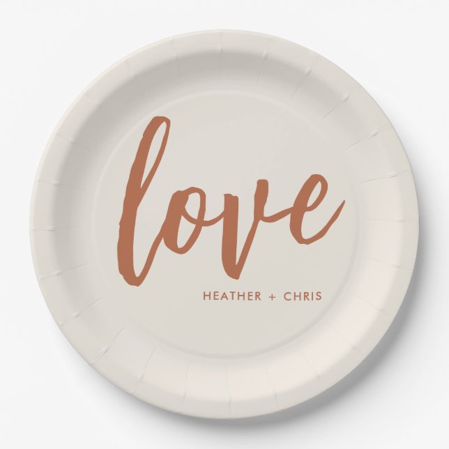 Boho Desert Love Wedding Engagement Party Paper Plate (Front)