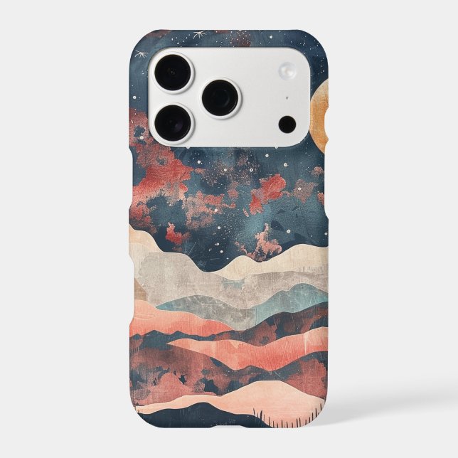 Boho Desert Moon Indigo Copper Celestial Landscape (Back)
