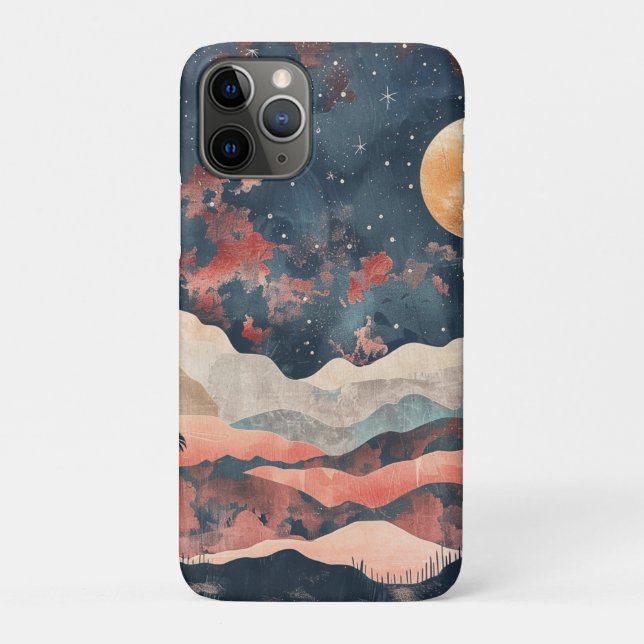 Boho Desert Moon Indigo Copper Celestial Landscape Case-Mate iPhone Case (Back)
