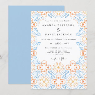 Boho Desert Morroccan Tiles Terracotta Wedding Invitation