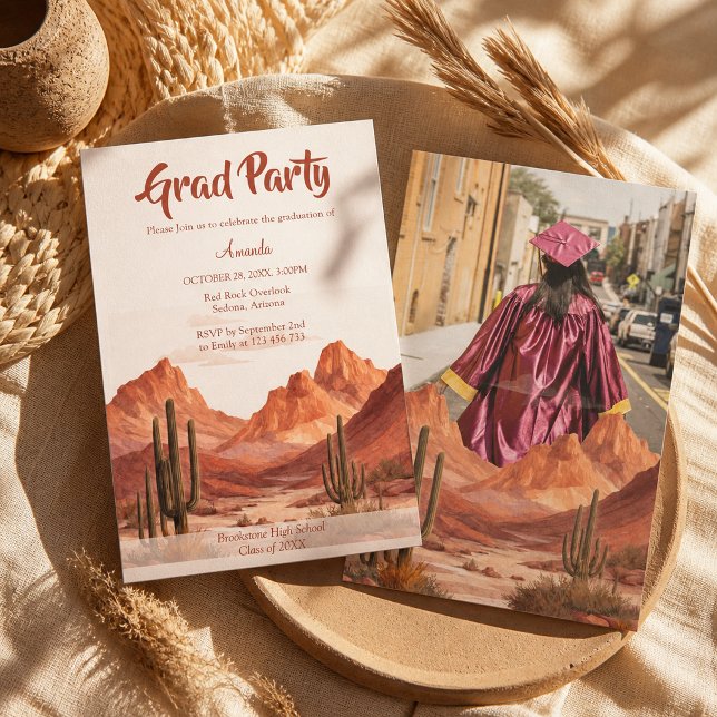 Boho Desert Mountain Southwest Graduation Invitation (Creator Uploaded)