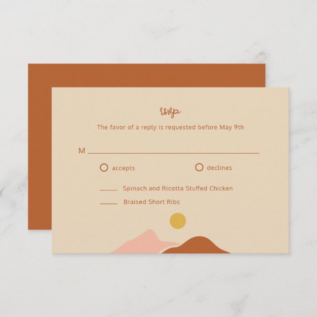 Boho Desert Simple Wedding RSVP Enclosure Card (Front/Back)