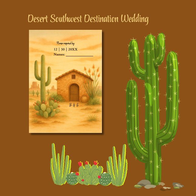 Boho Desert Southwest Terracotta Wedding RSVP Card (Creator Uploaded)
