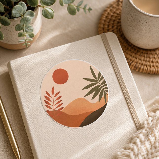 Boho Desert Sun Notebook Classic Round Sticker (Boho Desert Sun Sticker
)