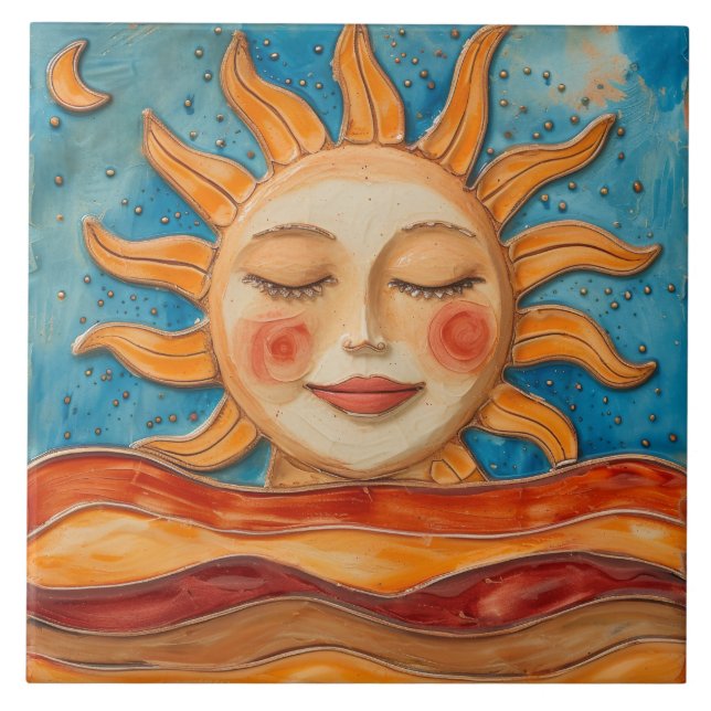 Boho Desert Sun Tile (Front)