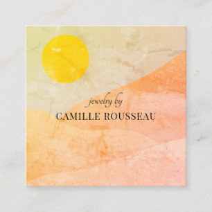 Boho Desert Sunrise Mountains Handcrafted Jeweller Square Business Card