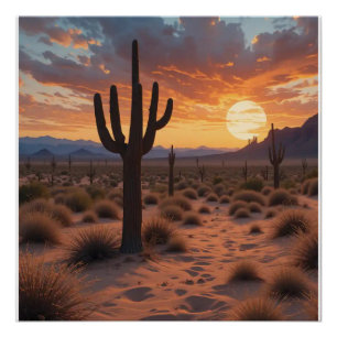 Boho Desert Sunset Poster