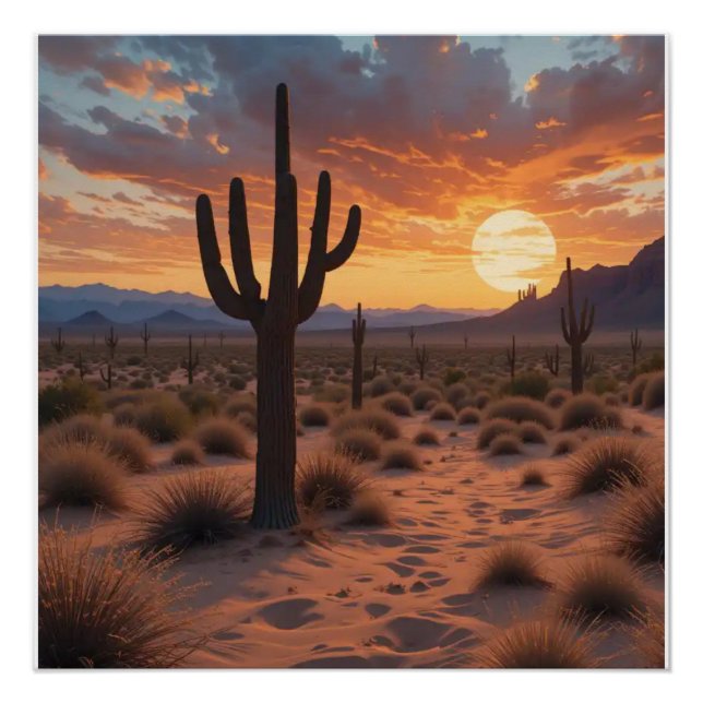 Boho Desert Sunset Poster (Front)