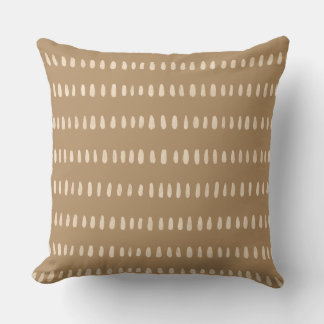Boho Desert Tan Tone Paint Brush Dash Stripes Cushion