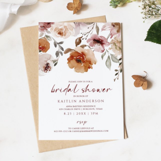 Boho Desert Terracotta Floral Bridal Shower Invitation (Creator Uploaded)