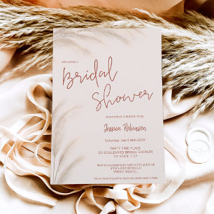 Boho desert terracotta pampas photo bridal shower  invitation