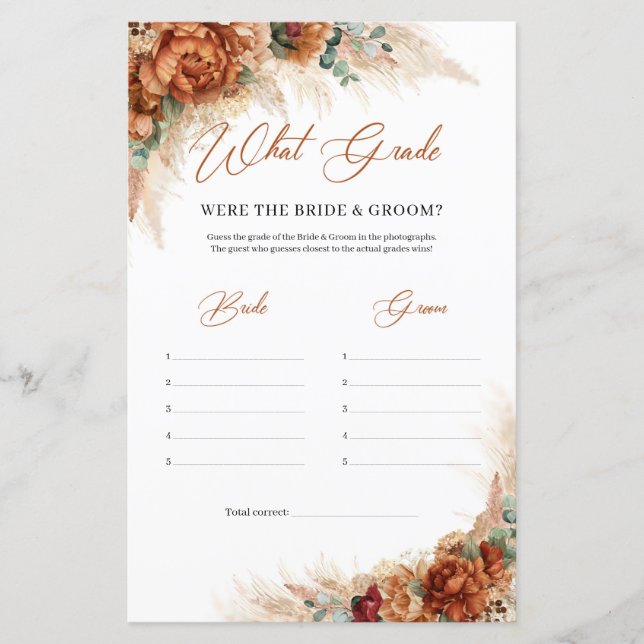 Boho desert terracotta pampas What Grade Were They (Front)