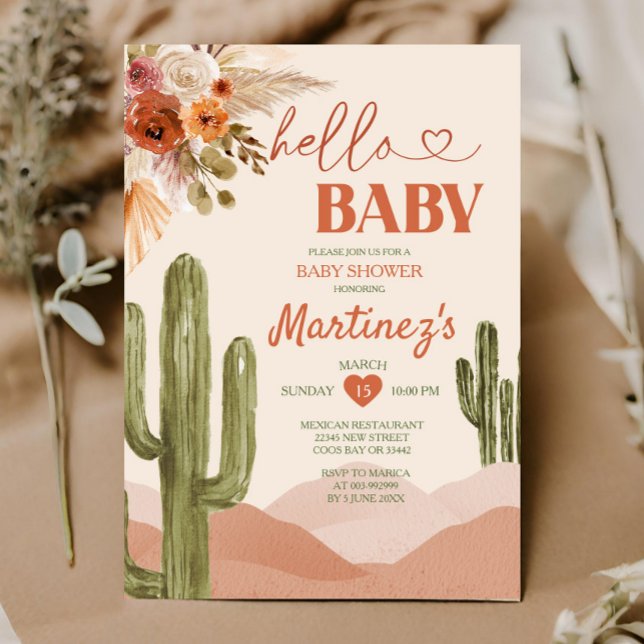 Boho Desert Texas baby shower southwestern cactus Invitation (Creator Uploaded)