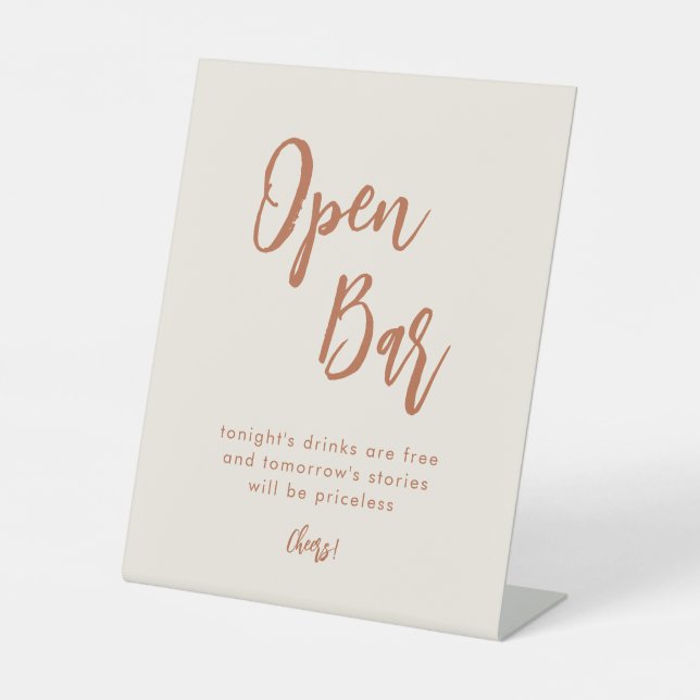 Boho Desert Wedding Open Bar Table Sign (Front)
