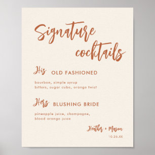 Boho Desert Wedding Signature Cocktails Sign