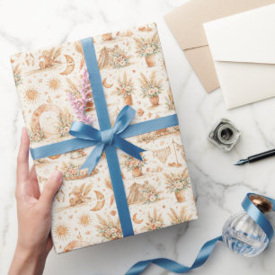 Boho Desert Wedding Watercolor Pattern Wrapping Paper