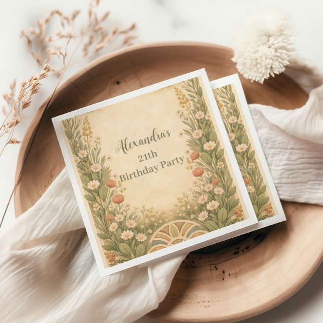 Boho Desert Wildflower Birthday Napkin (Creator Uploaded)