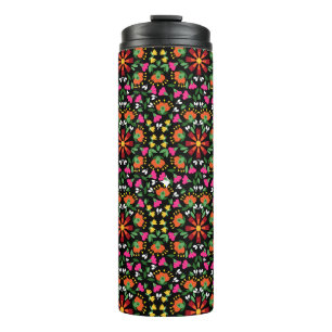 Boho Design Bold Colour Floral Thermal Tumbler
