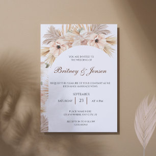 Boho design of dried palms and leaves for wedding invitation