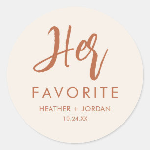 Boho Dessert Her Favourite Wedding Treat Box Classic Round Sticker