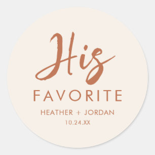 Boho Dessert His Favourite Wedding Treat Box Classic Round Sticker