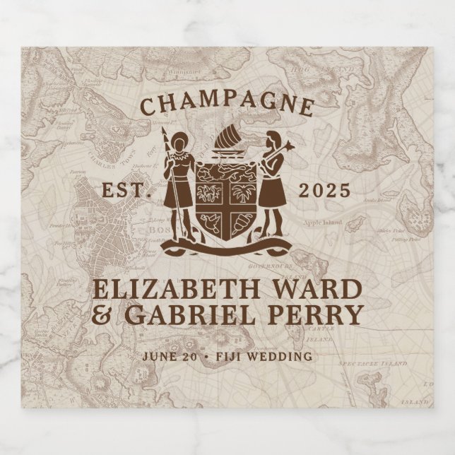 Boho Destination Wedding Fiji Sparkling Wine Label (Single Label)