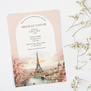 Boho Destination Wedding Paris Eiffel Tower French Invitation