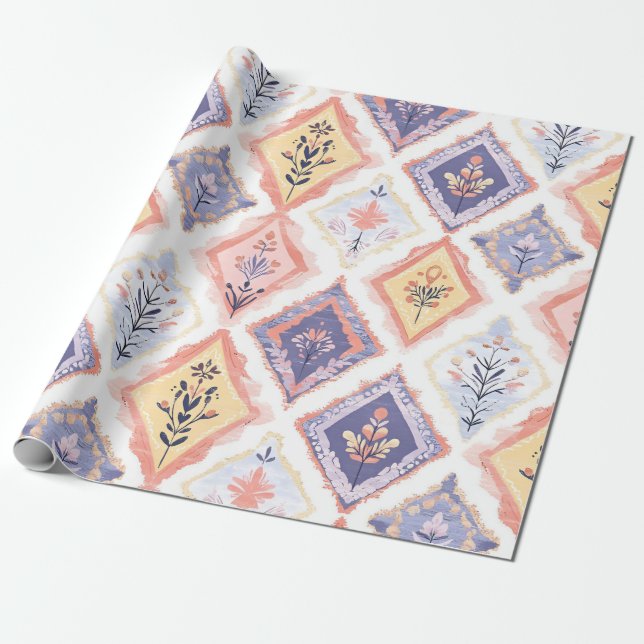 Boho Diamond Nursery Pattern Wrapping Paper (Unrolled)